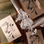 Flowers and Girl Wooden Stamp