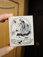 Flowers and Girl Wooden Stamp