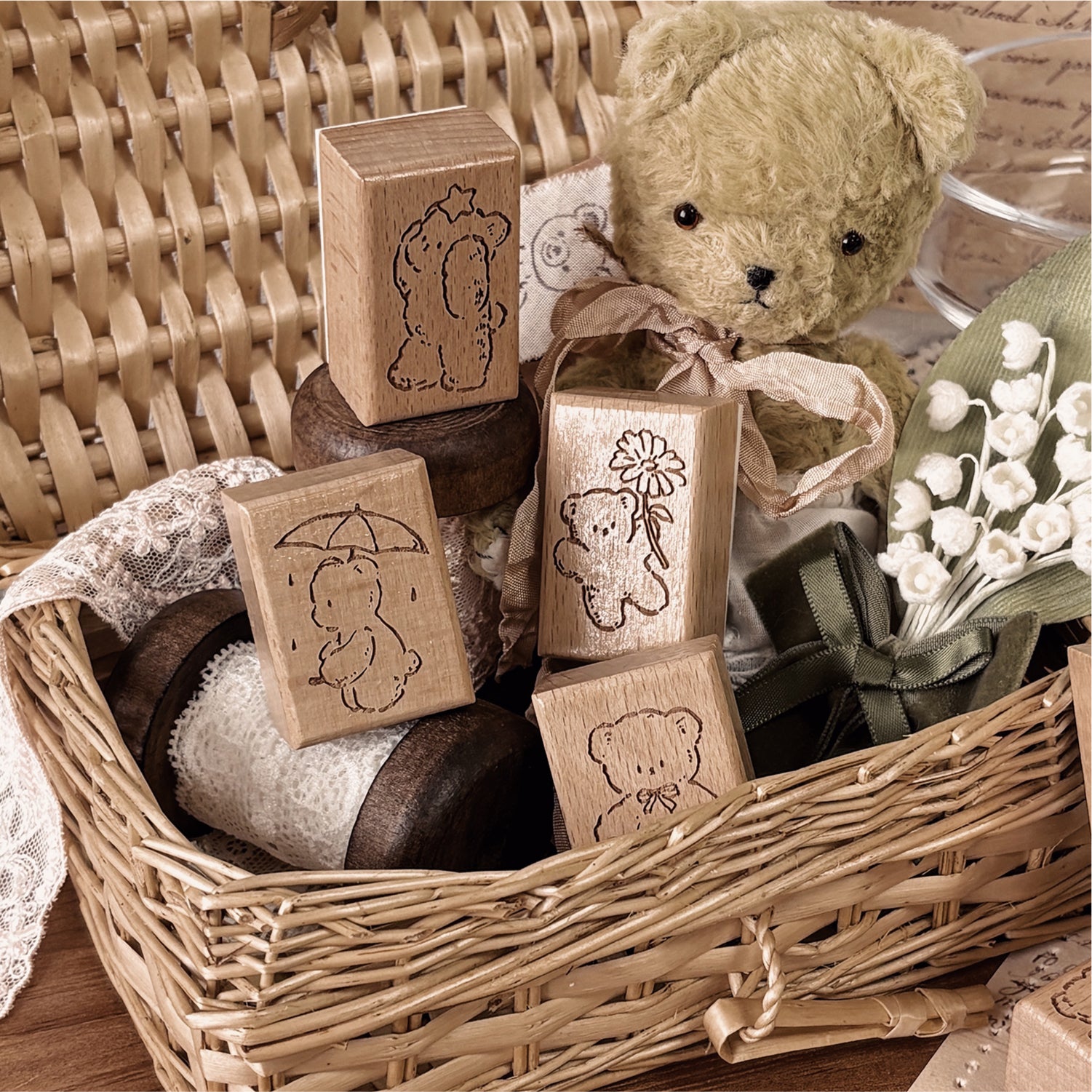 Bear's Time Book Wooden Stamp