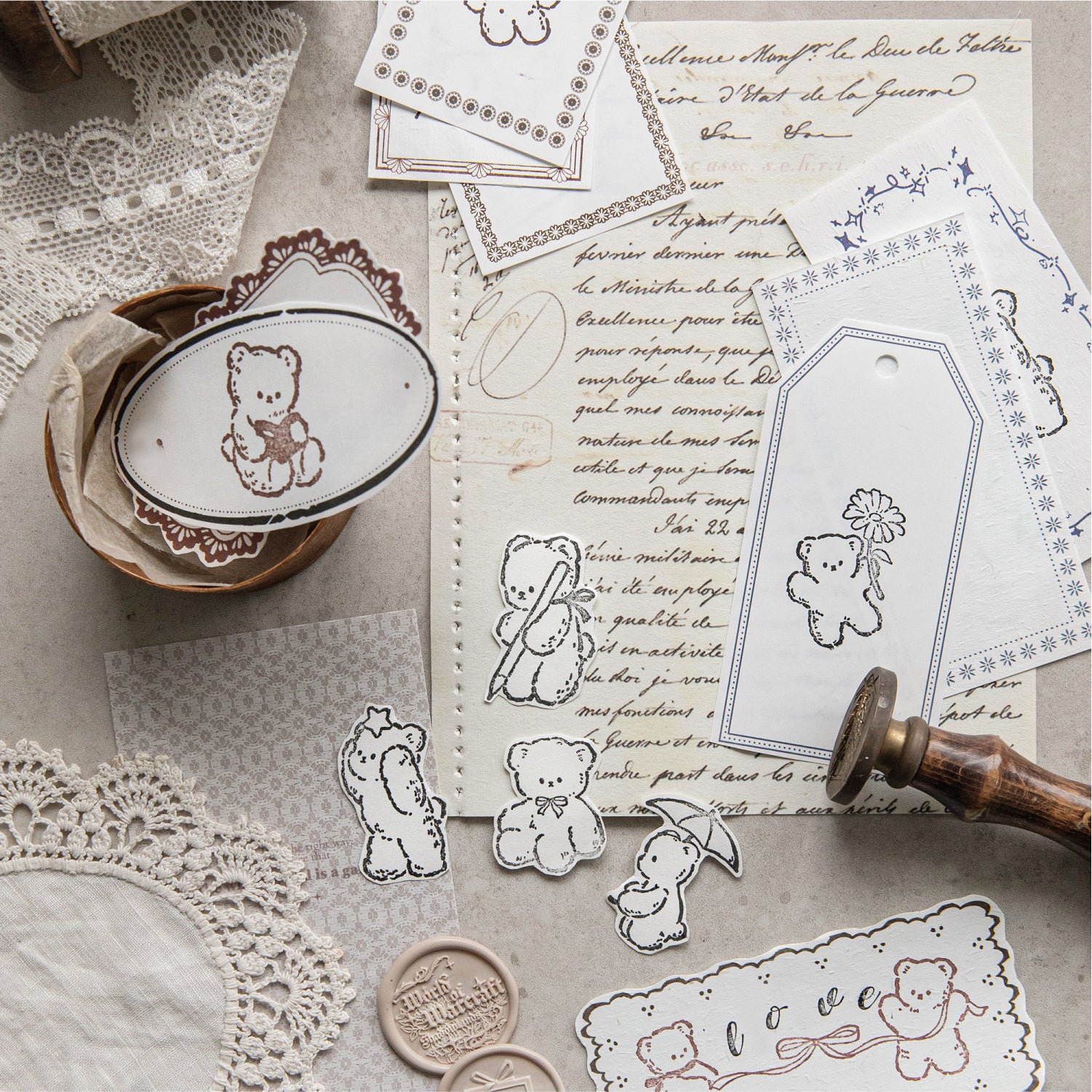 Bear's Time Book Wooden Stamp