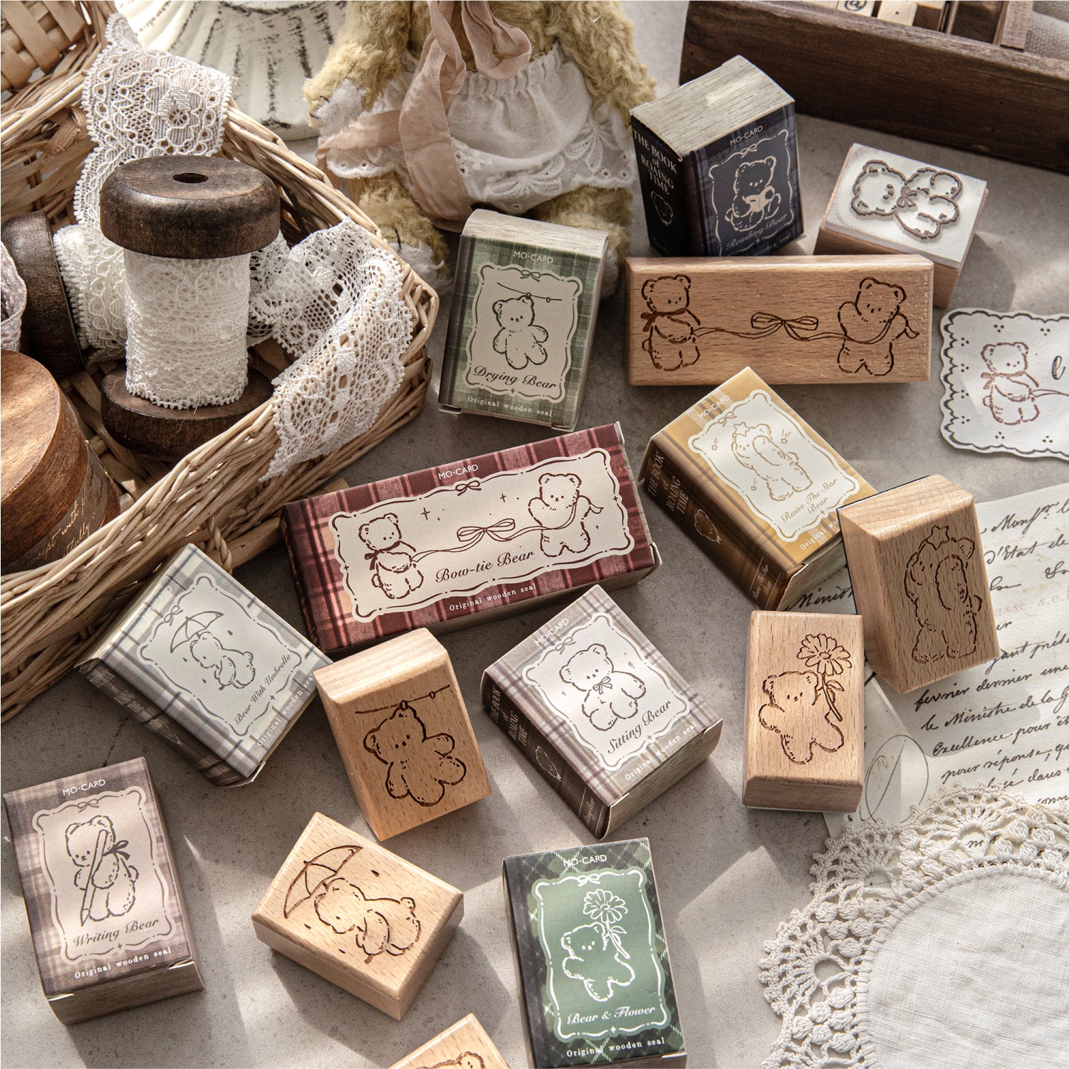 Bear's Time Book Wooden Stamp