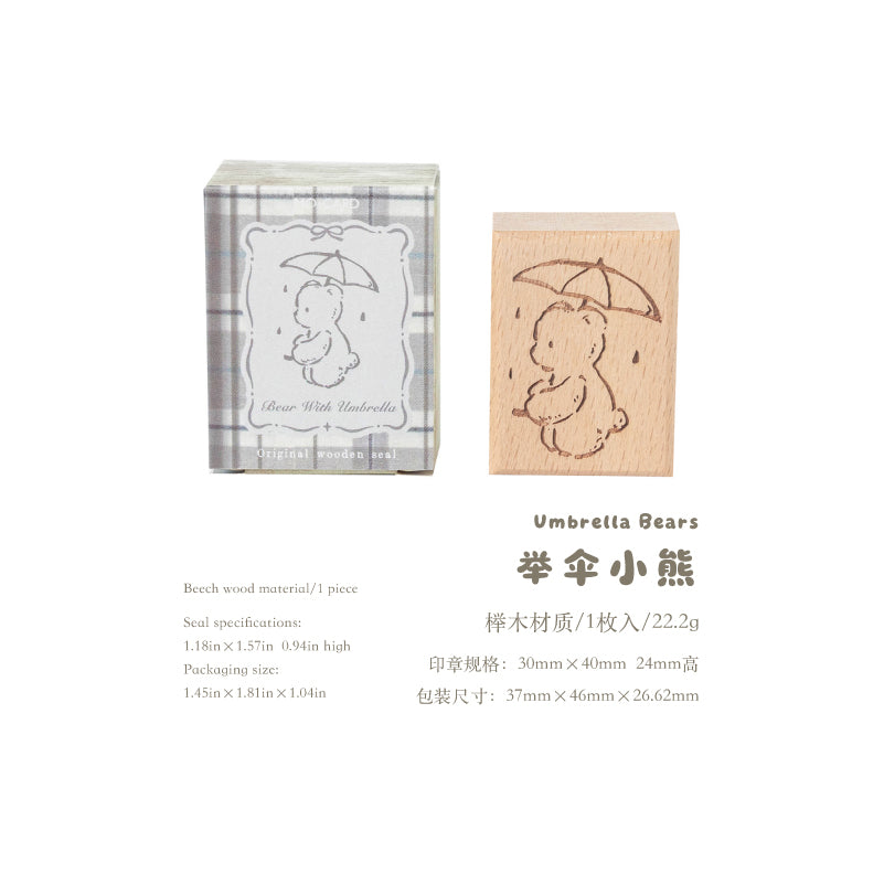 Bear's Time Book Wooden Stamp
