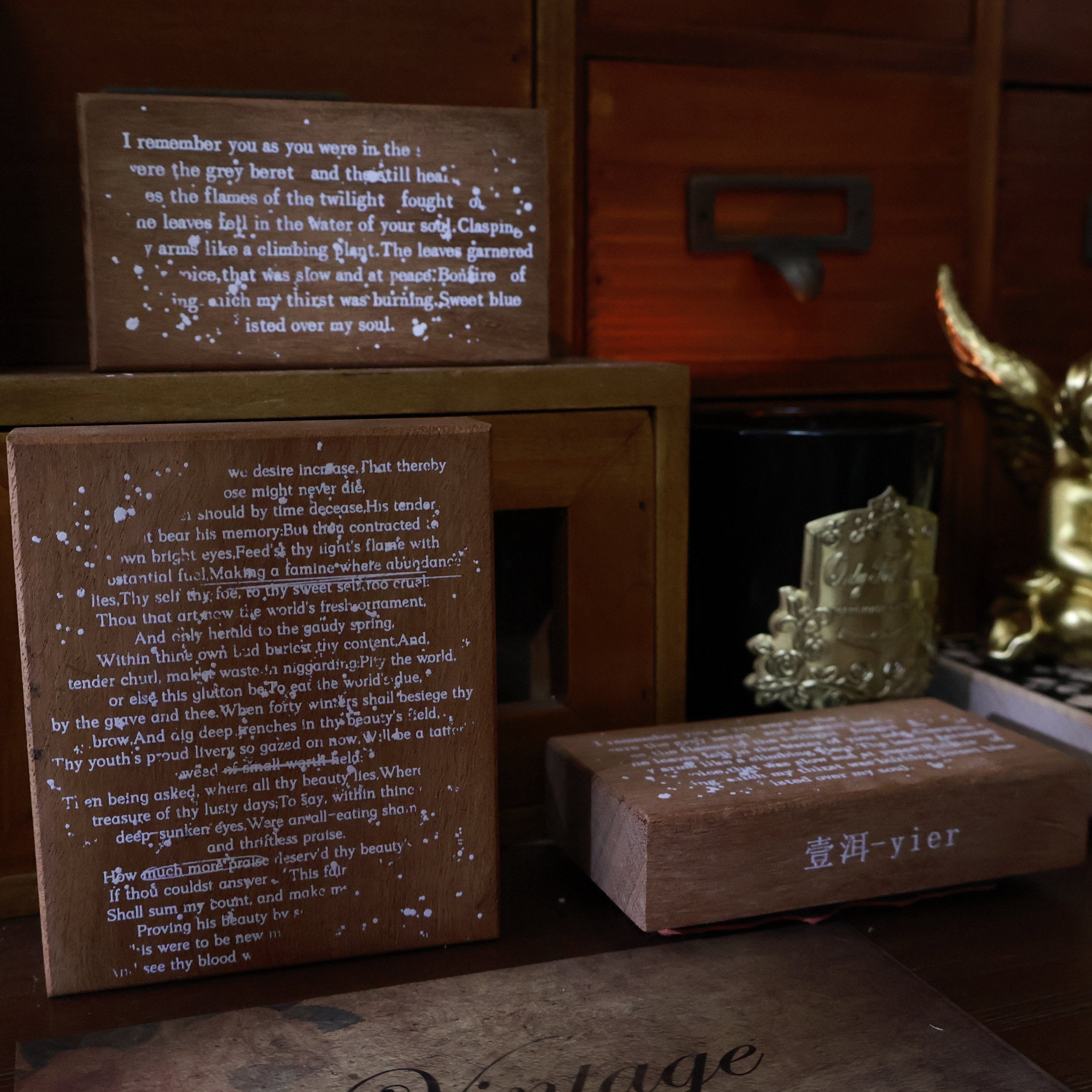 English Background Wooden Stamp