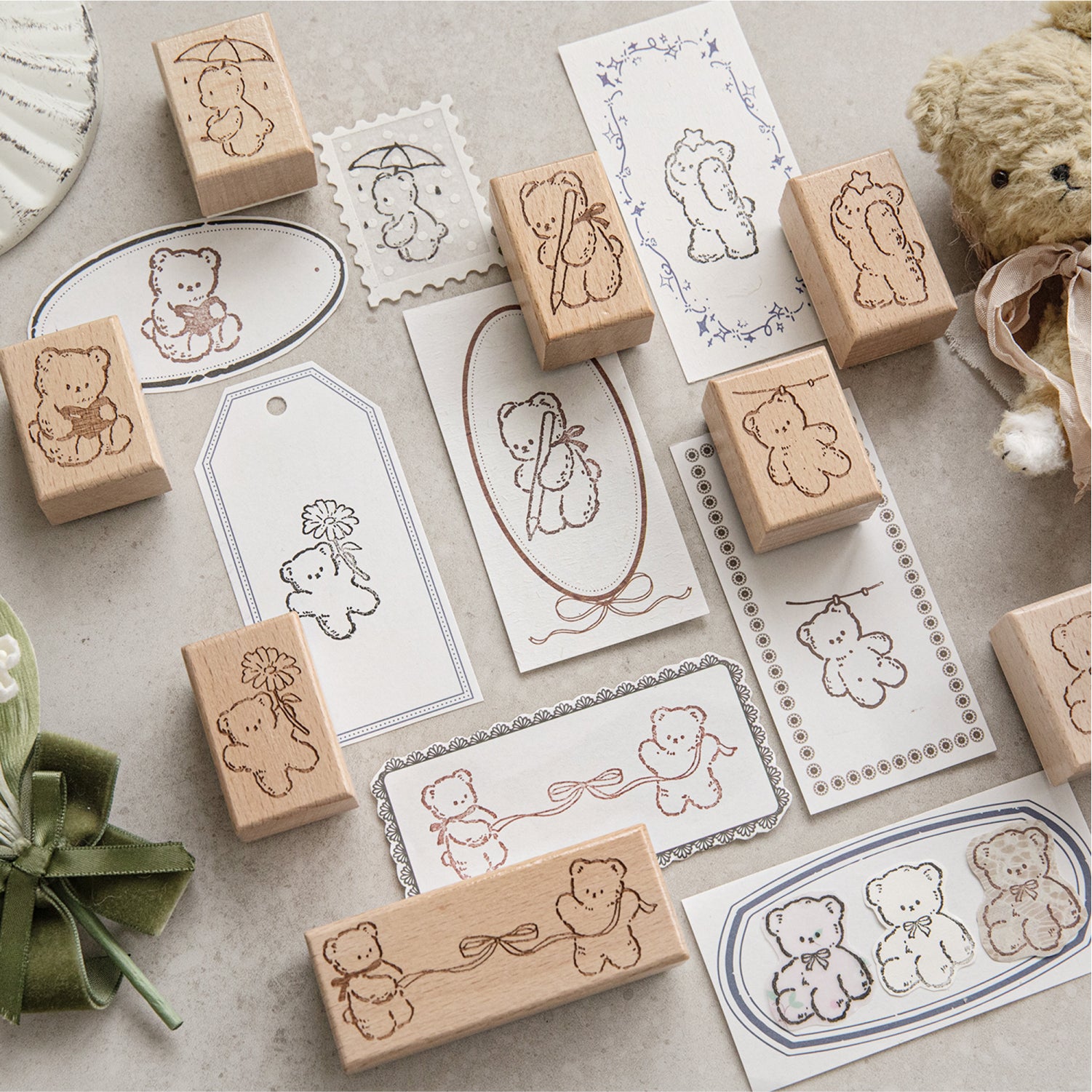 Bear's Time Book Wooden Stamp