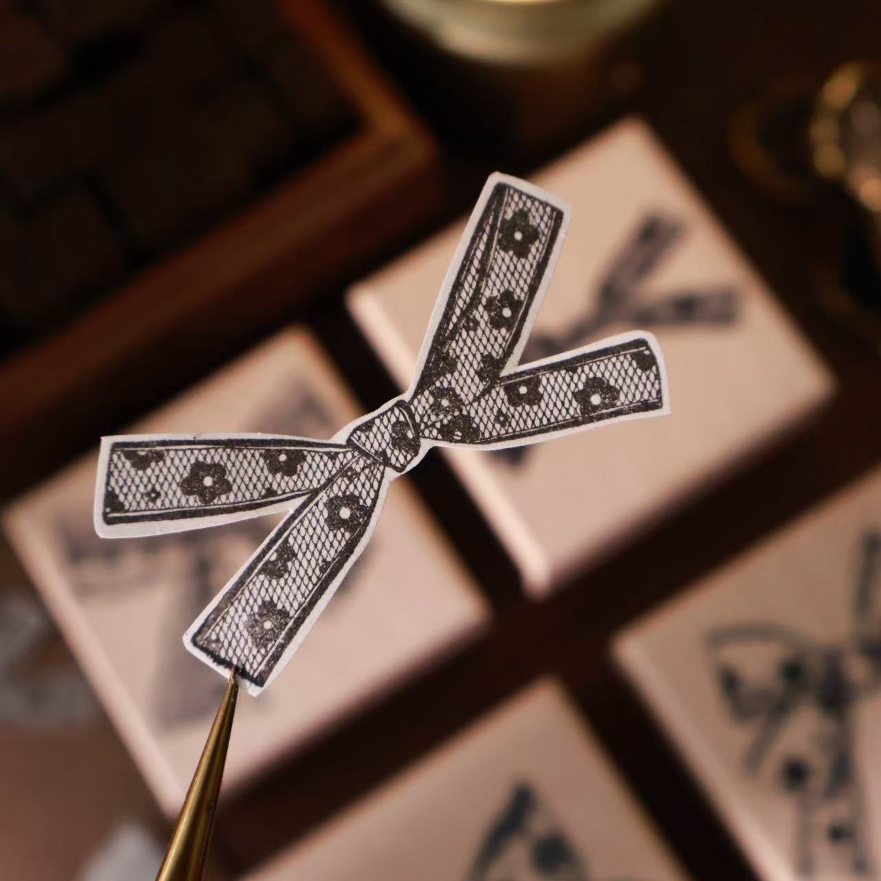 Ribbon Bow Wooden Stamp For Journaling and Scrapbooking