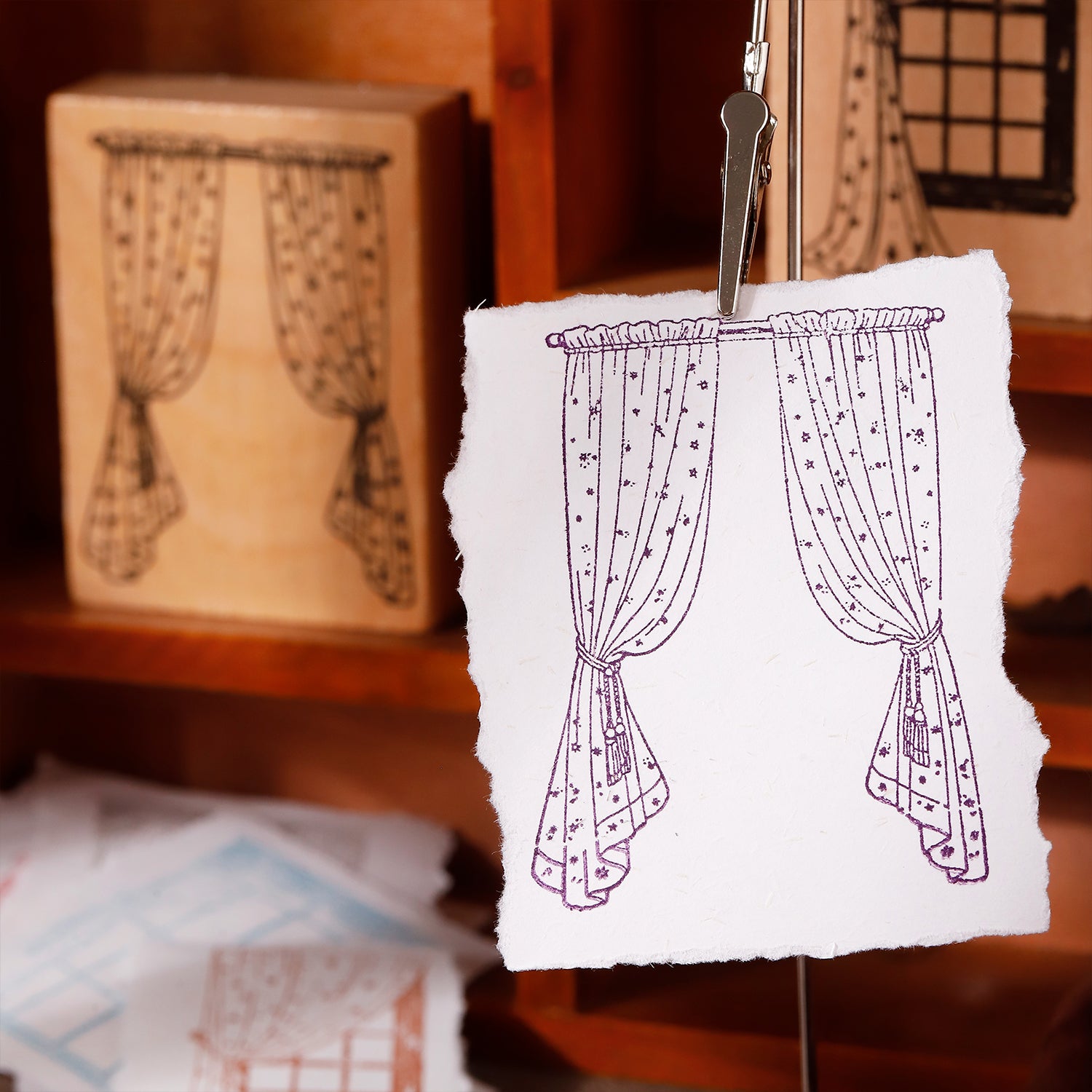 Windowsill Wooden Stamp For Journaling and Scrapbooking
