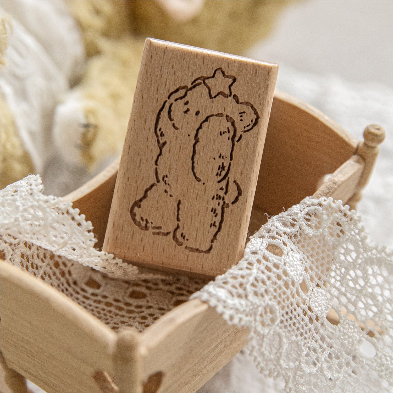 Bear's Time Book Wooden Stamp