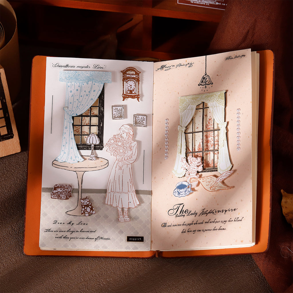Windowsill Wooden Stamp For Journaling and Scrapbooking