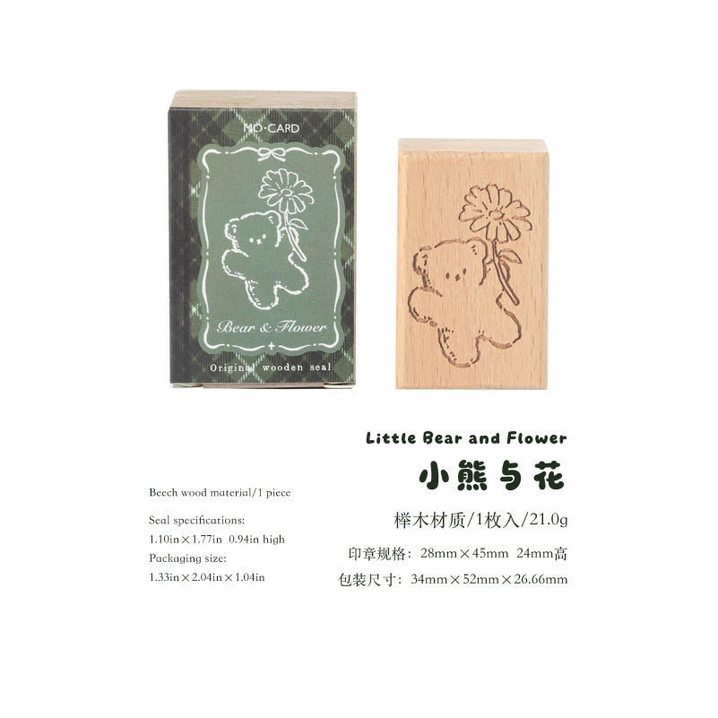 Bear's Time Book Wooden Stamp