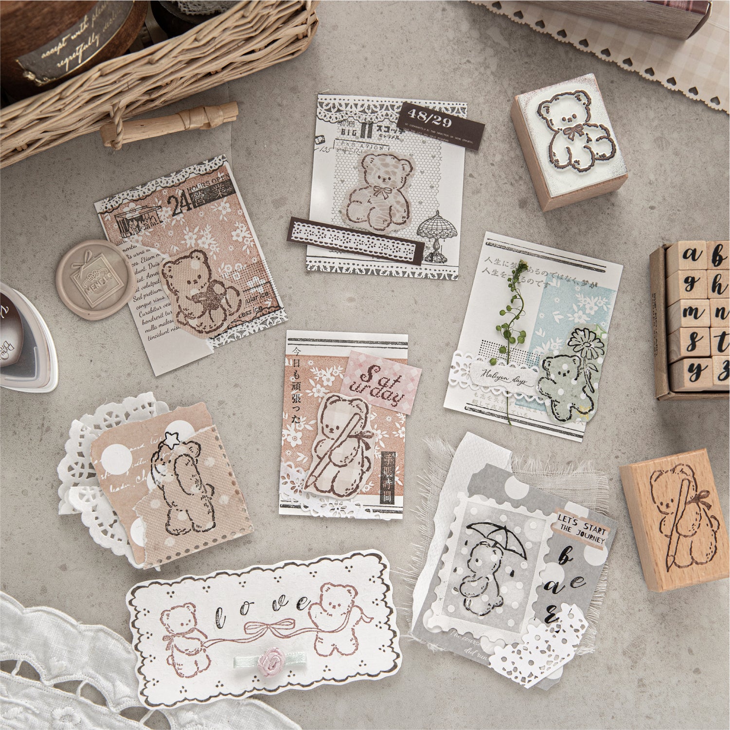 Bear's Time Book Wooden Stamp