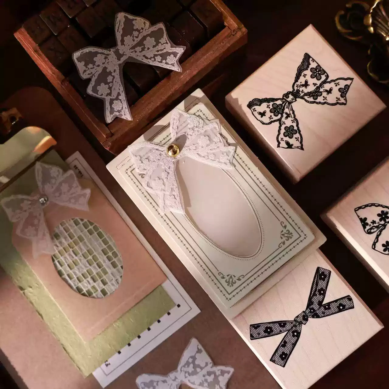 Ribbon Bow Wooden Stamp For Journaling and Scrapbooking