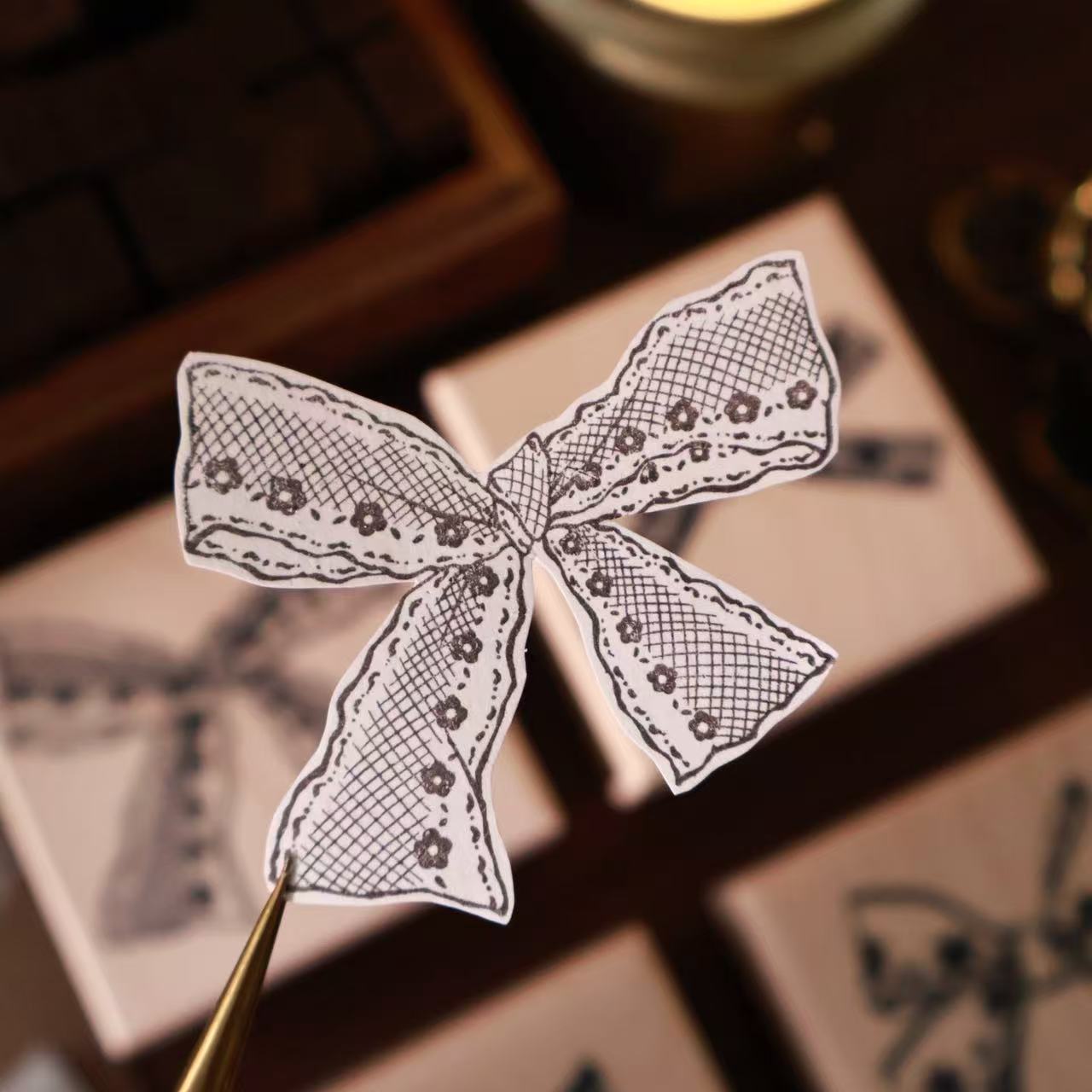 Ribbon Bow Wooden Stamp For Journaling and Scrapbooking