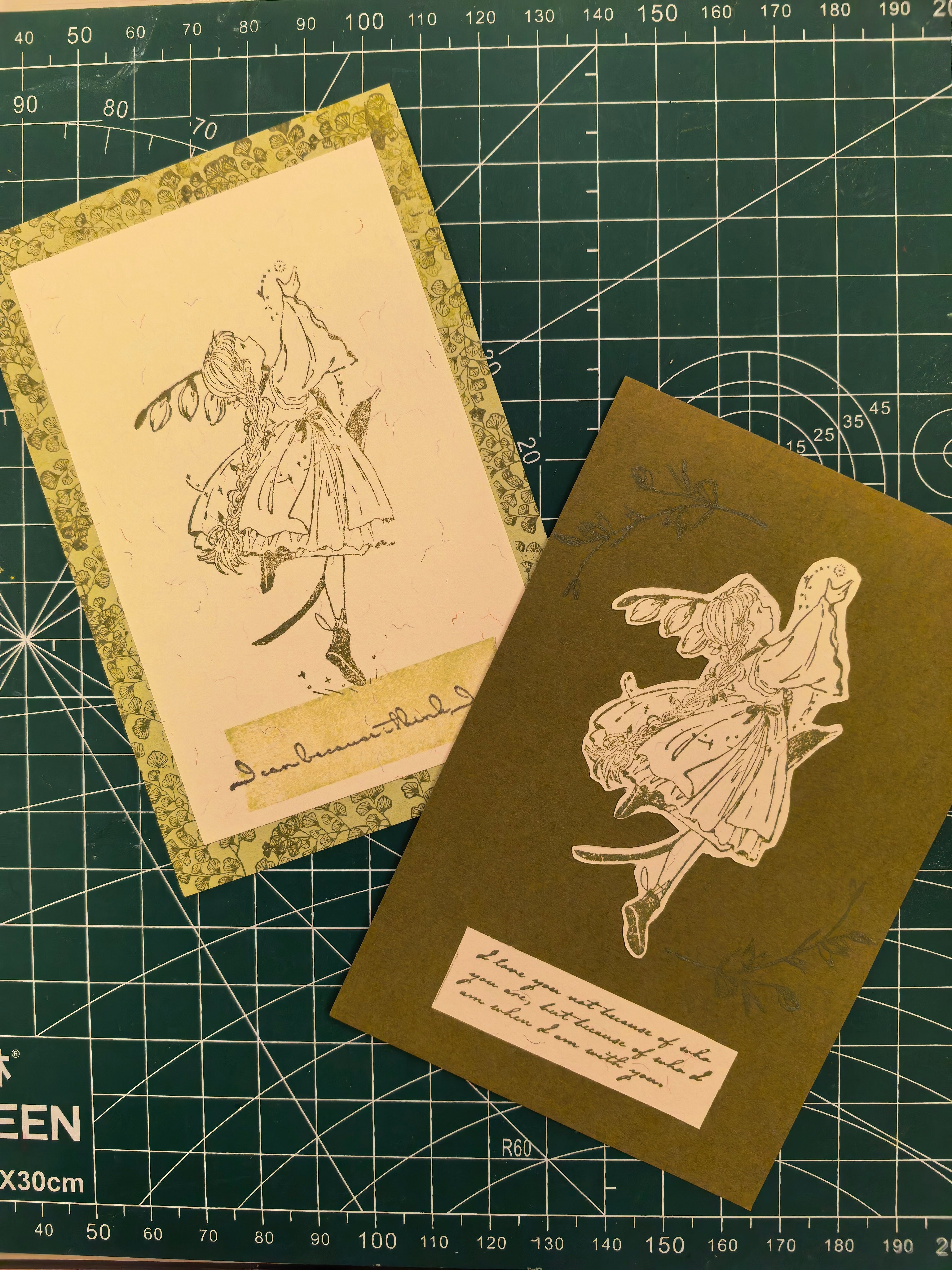 Flowers and Girl Wooden Stamp