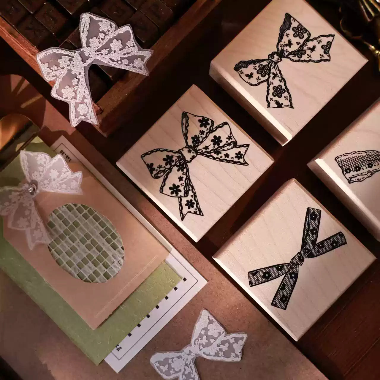 Ribbon Bow Wooden Stamp For Journaling and Scrapbooking