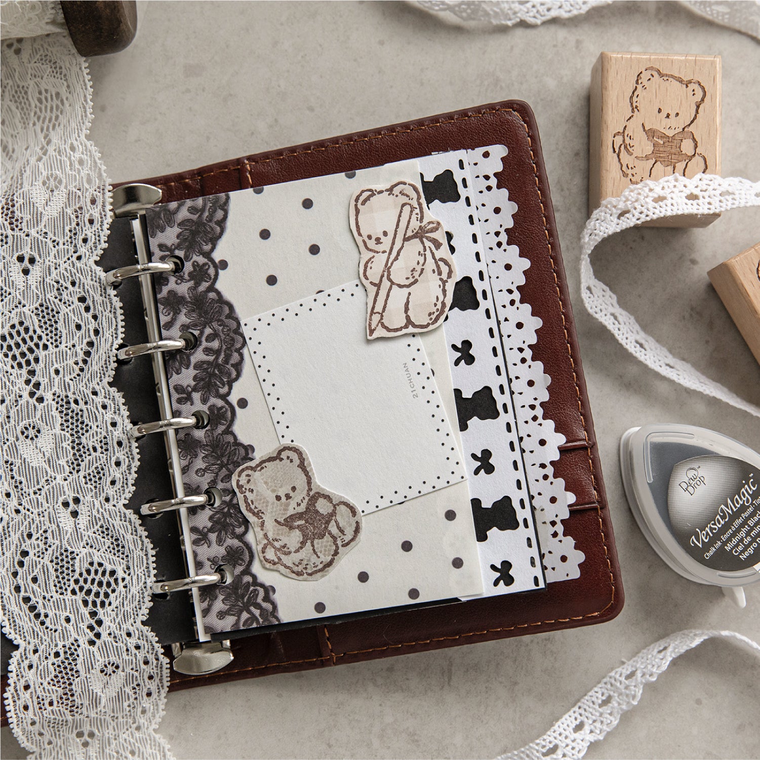 Bear's Time Book Wooden Stamp