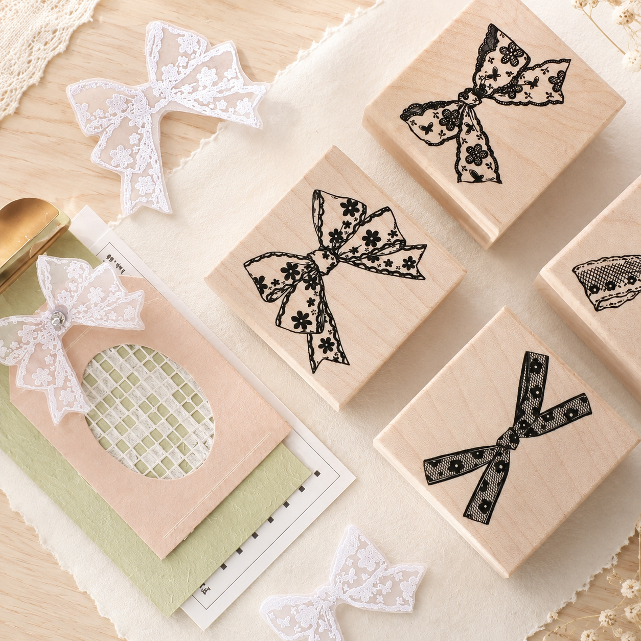 Ribbon Bow Wooden Stamp