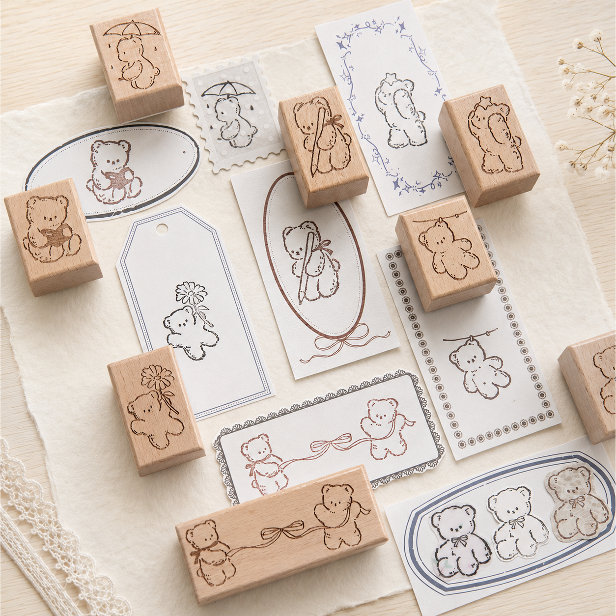 Bear's Time Book Wooden Stamp