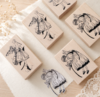 Flowers and Girl Wooden Stamp
