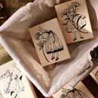 Flowers and Girl Wooden Stamp